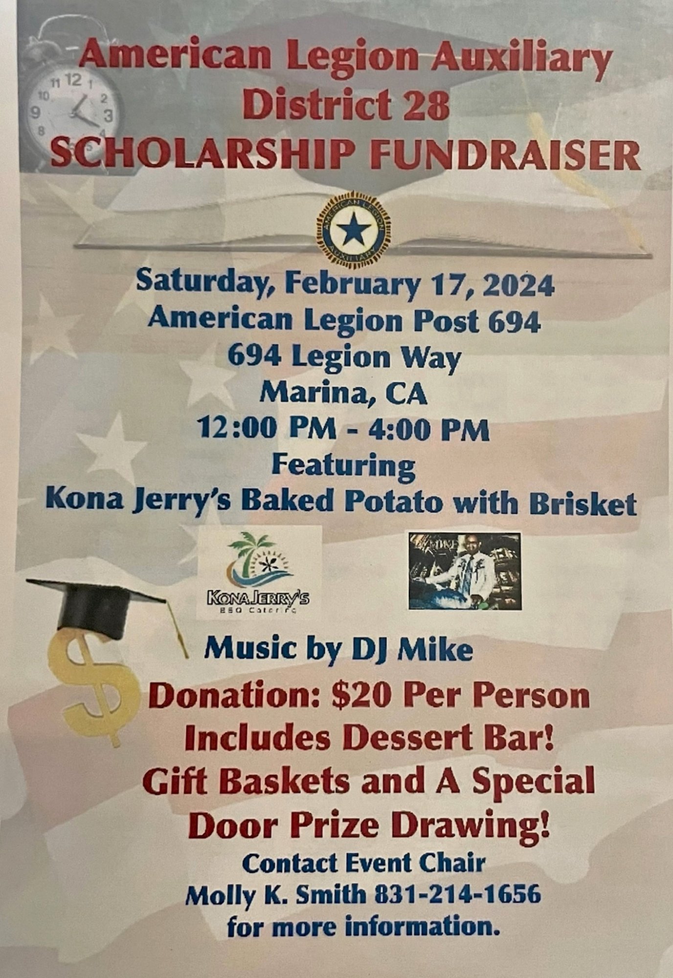 2-17-24 - District 28 Scholarship Fundraiser at American Legion Post 694, Marina.